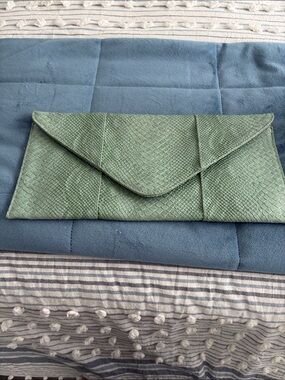 Green Snake Embossed Envelope Clutch